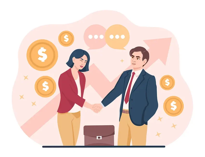 Two business partners. talk about bookkeeping clients and deals and accounting.